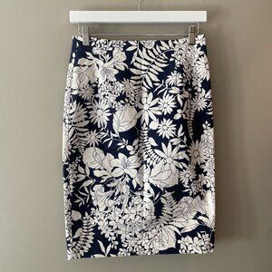 NWOT Boden Richmond Pencil Skirt Navy Blue White Floral Size 4 Petite